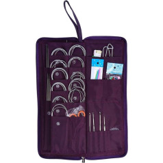 Crochet Hook Case Knitting Needles Set 104 Pieces Handmade Set with Straight Round Knitting Needles, Crochet Hooks, Other Craft Tools