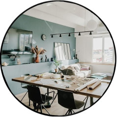 HBCY Creations Round Wall Mirror 24 Inch Large Round Rustic Accent Mirror for Bathroom, Entryway, Dining Room and Living Room Wall Mirror Round Metal Black