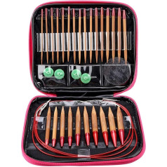 Circular Knitting Needles Set, 13 Pairs, Bamboo Needle Set, Interchangeable Knitting Needle Set, Knitting Needles Set, Interchangeable Circular Knitting Needles with 2.75 mm - 10 mm, Knitting Needles for Beginners Crochet Yarn