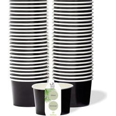 DeinPack Universal Box for Ice Cream, Dessert, Finger Food, Appetizers, Snacks I Pack of 50 Ice Cream Sundae Cardboard Black Blank 350 ml Round