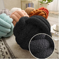 Re Tech UK Knotenkissen mit Samtbeutel – schöne ästhetische Raumdekoration, kuscheliger weicher Plüsch-Teddy-Stoff, niedlicher Überwurf, rundes Sofakissen, Knotenkissen, Ballkissen, geknotet, rund,