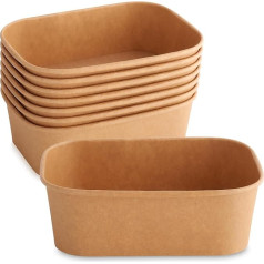 Rectangle Kraft Paper Bowls: Pack of 25 Medium 750ml - Brown Kraft Paper Rectangular Deli Bowls - Perfect for Hot Food and Salads (Bowl - Medium - 750ml)