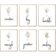 Botanical Wall Art Poster Plant Flowers Watercolor Inspirational Positive Quote Home Office Bedroom Motivational Prints Gift 11x14inch(27.9x35.6cm) Unframed