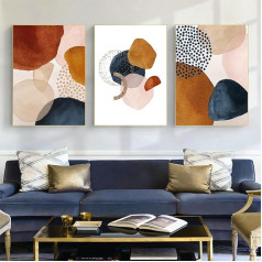 IUNTWEIE Abstract Posters Set of 3 Modern Wall Picture Posters Abstract Geometric Pictures Gold Circular Geometric Canvas Picture Living Room Decoration, Without Frame (F, 50 x 70 cm x 3)