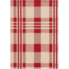 SAFAVIEH Zeitgenössische Teppich für Wohnzimmer, Esszimmer, Schlafzimmer - Courtyard Collection, Kurzer Flor, Rot und Knochen, 160 X 231 cm