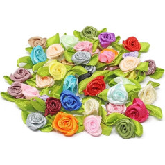 25 Pcs Multicolor Mini Rose Satin Ribbon 15mm for Decorative Crafts