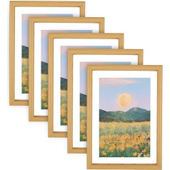 ZOFUN A4 Picture Frame with Mount 31.5 x 23 cm, A4 Picture Frame with Highly Transparent Perspex Front, Free Standing Wooden Picture Frame, Solid Vertical and Horizontal A4 Frame for