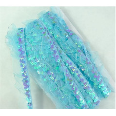 EXQULEG Sequin Ribbons Agaric Edge Sequins Glitter Sequin Ribbon Trimming for DIY Craft Projects Decorations Wedding (Sky Blue)