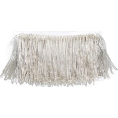 Yalulu 2 Yards Length 10 cm Width Fringe Trim Tassel Beads Cut Fringe Ribbon Fringe Ribbon Decorative Trim Costume Tassel Trimming Garment Apparel Lace Trim Sewing Accessories (White)