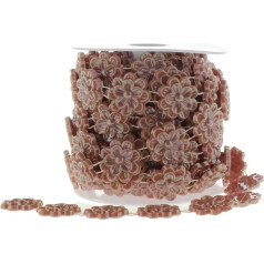 Backbayia 5 m Plastic Flower Beads Garland Bead Ribbon Bead Garland for Wedding Decoration (Coffee)