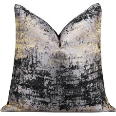 Cushion Covers 50 x 50 cm - Gold Black Splash Cushion Covers - Luxury Decorative Square Cushion Covers for Sofa Couch Bedroom Invisible Zipper 50 x 50 cm