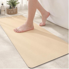 Color G Bathroom Rug, 43 x 110 cm, Absorbent Bath Mat, Non-Slip Washable, Bathroom Mat, Absorbent Bath Mat, Shower Mat, Quick-Drying, Diatomaceous Earth Non-Slip Bath Mat, Stone - Khaki