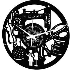 Instant Karma Clocks Vinyl Record Clock with Machine for Sewing Women Lovers Motif Art Clock Gift