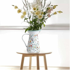 ALL CHIC Enamel Jug Vase Vintage Flower Vase Watering Milk Jug Decor Vase Country Primitive Jug for Flower Arrangements