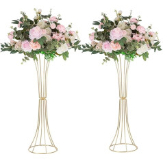 Gold Wedding Table Decorations Set of 2 Trumpet Flower Stand Vase 68cm Tall Table Decoration Display Pillar Stand for Anniversary Birthday Party Reception Decoration
