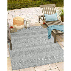 Mia´s Teppiche Adora OTW-MT Modern Rug, Boho Style, Suitable for Indoor and Outdoor Use, Especially Flat, Ideal for Kitchen and Dining Room, But Also for Balcony or Patio, Design 1, 95 Grey, 160 x 220 cm