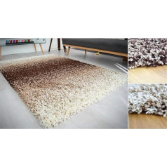 Bravich RugMasters Extra Large3 Tone Brown Beige and Ivory Mix Super Soft High Pile Luxury Shaggy Area Rug / Living Room Rug, 160 x 230 cm