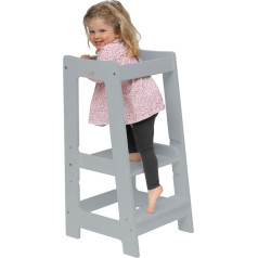 Stepup Baby Montessori Learning Tower Toddler Step with Adjustable Height and Safety Rail (Grey)