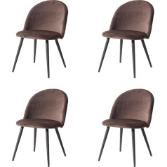 Grandca Home Set of 4 Velvet Dining Chairs, Kitchen Chairs with Soft Velvet Seat Cushion, Padded Side Dining Chairs for Living Room, Brown