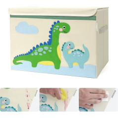 Lucky Sign - Storage Box Children's Toy Box with Lid, Waterproof and Washable Storage Basket with 2 Handles, Foldable Toy Box Organiser for Children's Room, 51 x 36 x 36 cm - Dino