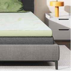 Sogeshome Aloe Vera Mattress Topper Breathable Mattress Topper 4 cm Mattress Topper 25D PU Foam in Green with Egg Foot, Suitable for Allergy Sufferers