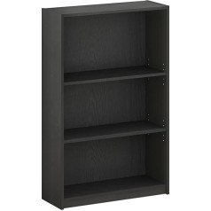 Furinno JAYA Simple Home Bücherregal mit 3 Ebenen und verstellbarem Regal, Schwarzholz, Schwarz