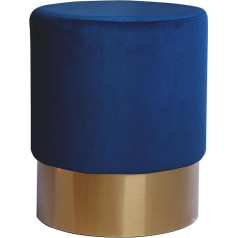 Qiyano Stool Dressing Table Pouf Velvet Stool in Various Sizes and Colours with Gold Trim for Living Room Bedroom or Dressing Room Small Round Colour: Blue