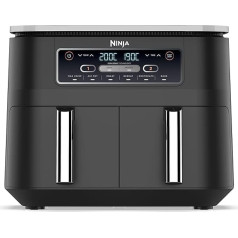 ‎Ninja Ninja [AF300EU] 2 Large Frying Compartments, 6 Functions, 2470 W, 2 Independent Garzones, 7.6 Litres, 65% Save Energy Costs