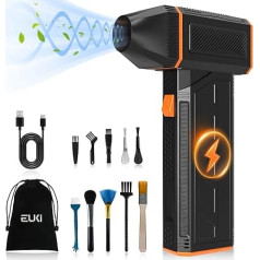EUKI Electric Dust Blower Air Pressure Spray, 3-Speed 130,000 rpm, Compressed Air Duster with 5000 mAh Battery, Cleaning Brush and USB Quick Charge, for PC Cleaning Kit, Car, Sofa