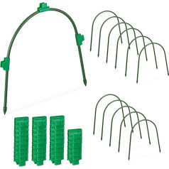 Relaxdays Tunnel Arch, Set of 12, with 40 Clips, Arch for Plant Tunnel & Raised Bed, H x W: 31 x 33 cm, Weatherproof, Green