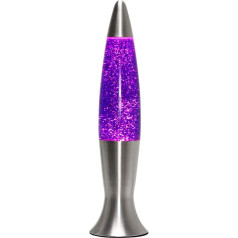 Easylight Angelina Lava Lamp Aluminium Glass in Silver Purple Living Room Teenager's Room H:40 G9 Includes Light Bulb Glitter Glitter Table Lamp
