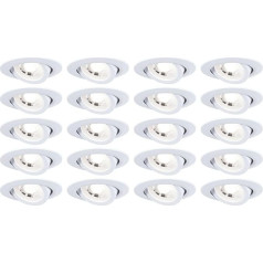 Paulmann 99997 LED Recessed Light Pack of 20 Swivelling 82 mm 70° 20 x 4.8 W 20 x 450 lm 230 V 3000 K White Matt