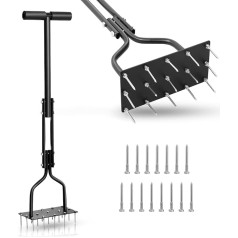 Domisyee Aerator for Lawn - Manual Lawn Aerator with 15 Iron Spikes - Hand Lawn Woodpecker Garden for Compacted Soil, Floor Ventilation and Lawn Care