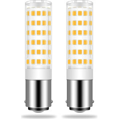 TRIJZHOU Pack of 2 B15d LED Lamps, Replaces 60 W Light Bulb, Warm White, 5 W, Dimmable Corn Cob, 600 Lumens, 220 V, 230 V, 3000 K, Bedroom Chandelier, Sewing Machine Lamp, Appliance Bulbs, Multi-Way