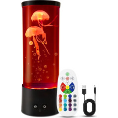 Klarlight Jellyfish Lamp, 29 cm Colourful Jellyfish Lamp with 16 Changing Colours and 4 Modes for Children and Adults, USB Remote Control / Battery Operated Jellyfish Lava Lamp