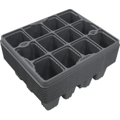 Kingston Tools Pack of 10 Seed Trays, 12 Cells, Germination Trays, Cavity Propagation, Seedlings Insert, Recycled Plastic