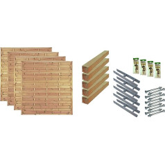 TETZNER & JENTZSCH Manhatten 2 Fences, Privacy Fence, 180 x 180 cm, Grey Green, Wooden Garden Fence for Privacy Screen, Fence with Slat Wall, Garden Fence, Complete Set with Divider for Wind