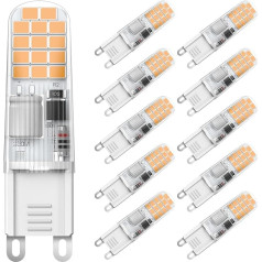 Eco.Luma G9 LED Bulbs Warm White 2700 K, 2 W Replacement for Halogen Bulb G9 20 W 25 W, AC 220-240 V G9 Mini Bulb, No Flickering, Not Dimmable, Pack of 10