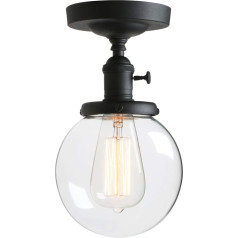 Phansthy Ball Clear Glass Modern Country Style Pendant Light Vintage Pendant Light Pendant Light Pendant Lights Loft Pendant Light (Black Colour)