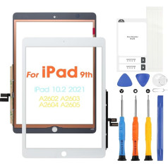 New iPad 9 2021 9th Generation Touch Screen Digitizer Touch Screen for iPad 10.2 2021 A2602 A2603 A2604 A2605 Front Touch Screen,Free Repair Tools,No Home Button (White)