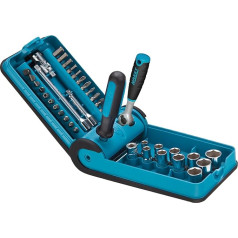 HAZET SmartCase Socket and Bit Set 856-1HP I 38-Piece Nut Tool Set, Drive 4 and Hex 6.3 (1/4 Inch), Various Bits in Compact Tool Box