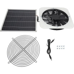 Tyenaza Solar Panel Fan Kit, 100W 12V 2A Solar Powered Greenhouse Fan with Solar Panel, Waterproof Round Ventilation Housing, Solar Extractor Fan (White)