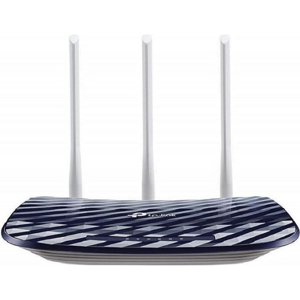 TP-Link Archer C20 Dual Band WLAN Router (300Mbit/s auf 2,4GHz + 433Mbit/s auf 5GHz, 4 10/100 LAN + 1 10/100 WAN Ports, unterstützt einfachen Gast-Netzwerk Zugriff und Kinderschutz) blau weiß