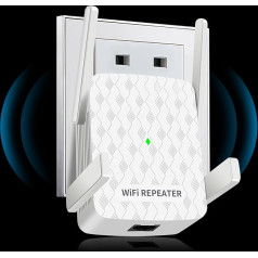 WLAN Amplifier, WLAN Repeater 1200 Mbit/s Dual Band 5GHz + 2.4GHz, WiFi Amplifier Covers up to 200 m², WiFi Repeater with Ethernet Connection, Support WPS, Compatible with All WLAN Devices