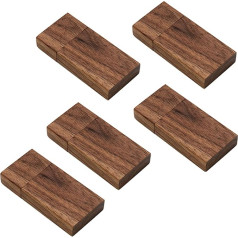 16GB USB Stick Wooden 5 Pieces JBOS Wooden Flash Memory Stick 16GB USB 2.0 Fast Speed USB Flash Drive Wood USB Flash Drive as Business Gift or Gift for Friends, Walnut Wood