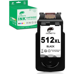 COLORETTO 512XL (1 Black) Remanufactured Ink Cartridge for Canon PG-512XL, 510XL 512 510XL for use with Pixma MP230 MP280 MP495 MP270 MX360 MX420 iP2700 MP250