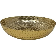 LaLe Living Kabuk Oriental Bowl in Hammered Look Made of Iron in Gold, Diameter 25 cm Can be Used as a Metal Bowl for Fruit, Salad or as a Bread Basket