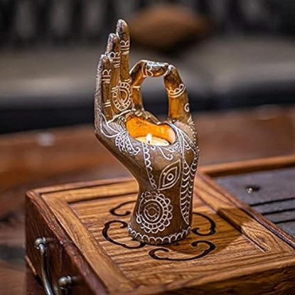 PUNELE Buddha Yoga Candle Holder, Tea Light Holder, Resin Decorations, Desk Candle Decoration, Family Candle Holder, Statue, Home Office, Collectible Figurines for Relaxed Gift
