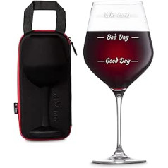 diVinto Giant Wine Glass Who Cares in Extreme Case, Mood Glass XXL 860 ml, Good Day Bad Day, Gift for Wine Lovers