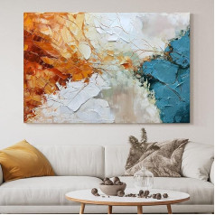 JBER 100% Hand-Painted Oil Painting on Canvas, Colourful Abstract Wall Decoration for Bedroom and Hallway Premium - 120 x 80 cm (ABSTRACT-02)